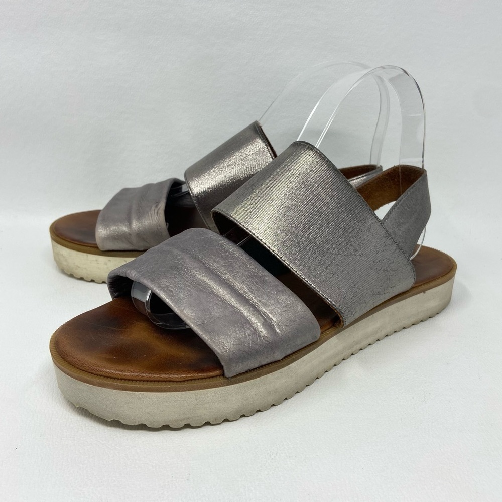 Miz Mooz Dasha Metallic Leather Platform Slingback Sandals